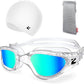 ZIONOR G1 Lite Swim Goggles with Swim Cap Comfortable Anti-fog Swimming Goggles Cap Set for Adult Men Women