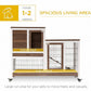 PawHut Wooden Rabbit Hutch Elevated Bunny Cage Indoor Small Animal Habitat with Enclosed Run with Wheels, Ramp, Removable Tray Ideal for Guinea Pigs, Brown