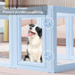 DIY Clear Acrylic Dog Playpen House,Quick Easy Assembly and Disassembly,Strong Floor Suction,Indoor and Outdoor Use,Easy Cleansing Puppy Fence (Sky Blue, 23.6" H, 12PCS)