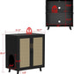 Lovinouse Large Cat Litter Box Enclosure,Hidden Kitty Litter Furniture with Sisal Covered Doors,2-Layer Wooden Cat Washroom Cabinet w/Adjustable Shelf, Side Table for Living Room,Black