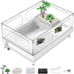 Small Turtle Tank, Aquarium, Acrylic Terrarium with Basking Platform, Bottom Drainage, Multi-Function Areas for Turtles, Crabs, Crayfish, Reptiles.