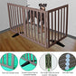 ZJSF Freestanding Indoor Dog Gate for House Foldable Wood Puppy Gate for Doorways Pet Gate for Stairs Extra Wide Pet Fence, Brown, 24" Height 3 Panels