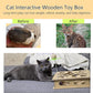 Interactive Wooden Cat Puzzle Toy Box Indoor Hunting Play Toy to Stimulate Your Cat’s Energy and Instincts (Blue)