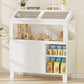 Hamster Cage, Large Hamster Cage with Storage Cabinet, Large Habitat with Easy View Acrylic Panels, Wooden Small Animal Cages for Guinea Pigs, Rabbits, Gerbils, Hedgehogs, White