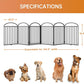 6 Panles Full Matel Freestanding Dog Gates with Door, 144"Extra Wide 32"Tall Free Standing Dog Pet Gate for Indoor & Outdoor. Foldable Pet Fences for Doorways, House, Stairs, Porch, Deck, Yard