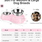 Double Dog Bowls Set – Non-Slip Pet Food & Water Dishes with Resin Stand, Includes Small (1 Cup) & Medium (2 Cups) Bowls – Ideal for Puppies, Cats, and Medium Dogs – Pink