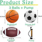 3-Piece Sports Balls Set, Includes Size 5 Basketball, Size 4 Soccer Ball, Size 6 Football & Pump, Sports Equipment Perfect Sports Gift for for Boys, Girls, Teens, and Adults