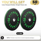 2 Inch Bumper Plates，10-500lbs，Barbell Rubber Olympic Weight Plates Set for Home Gym, Strength Training & Weight Lifting, Multiple Options Colors
