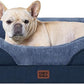 EHEYCIGA Memory Foam Dog Bed for Medium Size, Orthopedic Dog Sofa with Sides and Waterproof Liner, Washable Bolster Pet Couch with Removable Cover, 30x20x6.5 Inch, Navy