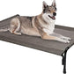 Veehoo Outdoor Elevated Dog Bed, Raised Dog Cot for Large Dogs, Cooling Washable Waterproof Pet Hammock Beds with Slope Headrest, Breathable Mesh and Sturdy Frame, Large, Brown, CWC2204