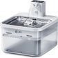 DownyPaws Battery Operated Cat Water Fountain Stainless Steel, 84oz/2.5L Fursink Wireless Pet Water Fountain for Cats Inside, Automatic Dog Water Dispenser with Faucet, Quiet Pump, BPA-Free, White