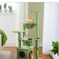 Cactus Cat Tree, 47.6" Cat Tower with 2 Metal Frame Hammock, Cat Scratching Post for Indoor Cats with 2 Removable Pompom Sticks for Kittens, Green