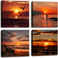 Yxbhhym-Black and Red Ocean Wall Art Beach Pictures Sea Sunset Wall Art Sunrise canvas prints photos Seascape poster painting Framed wall decor Bedroom Living Room Decor Bathroom Accessories