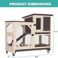 Rabbit Hutch Indoor for 2-4 Rabbits & Guinea Pigs，Bunny Cage with Slide-Out Plastic Trays，Wooden Small Animal Cage for Rabbits, Bunnies, and Guinea Pigs (Dark Brown)