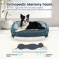 Orthopedic Dog Bed for Large Size Dog Washable Cover, Egg Crate Foam Bed for Senior Dogs,Oval Kennel Bed, Pet Couch Bed with Four Sided Bolster, Removable Washable Cover Non-Slip Bottom, Haze Blue