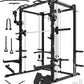 Eonfit E3 Smith Machine with 360°Rotating Arm for Home Gym Equipment, Multi-Function Power Cage Squat Rack with Cable Crossover LAT Pulldown Pulley System All in One