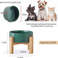 Petygooing Green Elevated/Raised Ceramic Dog Bowl for Small Breeds, Dog Food Water Dish with Stand,Pet Feeding Bowl with Anti Slip Rubber for Cats and Small Dogs Puppy 13.5 OZ (5.1In / 1.7 Cups)