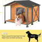 Aivituvin Dog House with Anti-Chewing Metal Frame Outdoor Large Wooden Dog Kennel Outside with Overhang Roof Large Porch Weatherproof