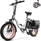 Folding Electric Bike for Adults with Peak 1000W Motor, 48V 20AH Battery up to 30MPH 80 Miles, 20" Fat Tire All Terrain Ebike, Front Suspension 7-Speed Commuter E Bike, Step-Thru, UL Certified