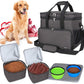 Teamoy Double Layer Dog Travel Bag, Dog Bag for Supplies with 2 Silicone Collapsible Bowls, 2 Food Carriers, 1 Water-Resistant Placemat, Pet Supplies Weekend Tote Organizer (Large, Black)