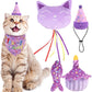 BINGPET Cat Birthday Catnip Toys for Indoor Cats,Cat Birthday Hat,Bandana and Cat Birthday Cake Interactive Plush Kitten Chew Toys,Cute Fish,Balloon Toys with Crinkle Paper and Catnip Inside(Purple)