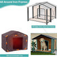 Outdoor Dog House,Weatherproof Wooden Dog Shelter for Medium and Large Sized Dogs,Iron Frame Indoor Outdoor Kennel,Pets Warm House in Winter with Large Porch (34.25"D x40.59"W x 31.5"H -IN)