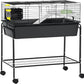 PawHut Two-Story Small Animal Cage Removable from Stand, Guinea Pig Cage with Shelf & Wheels, Pet Habitat for Hedgehog, Chinchilla, Ferret, 33" x 18.5" x 35", Black