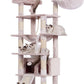 Heybly Tall Cat Tree, 78-inch Multi-Level Cat Tower for Indoor Cats, 2 Widened Plush Perches Cat Condo with Scratching Board and Big Caves, Muchroom HCT033MU