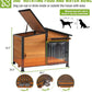 GUTINNEEN Heated Dog House Outdoor Dog Kennel with Safe Heated Pad, Chew-Proof Metal Frame and Rotating Food Bowl for Small to Medium Dogs, 39.7"x25.5"x32.2" (Dark Brown)