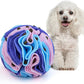 Pet Snuffle Ball, Puzzle Sniffing Interactive Dog Ball for Blind Dogs Training Stress Relief Dog Enrichment Toys Treat Machine Washable (Macarons Color, 10cm)