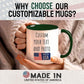 Ship Next Day Custom Mug Design Your Own Photo Text Personalized Picture Gifts for Women Men Customized Gifts Idea Personalized Coffee Mugs 11oz Dark Green Handle