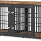 78 Inch Double Dog Crate Furniture, Heavy Duty Extra Large Cage Furniture with Divider for 2 Dogs, Decorative Wooden Kennel Furniture Indoor, Metal Pet House for Large and Medium Dogs