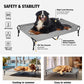 Veehoo Cooling Elevated Dog Bed, Guardrail Raised Pet Cot, Indoor & Outdoor XXL Pet Bed with Washable & Breathable Teslin Mesh, Non-Slip Feet, Dog Couch Bed, 62.5" x 37", Black Silver