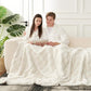 Cozy Bliss Faux Fur Throw Blanket for Couch - Soft Checkered Fuzzy Cozy Throw Gift Blankets for Women,Cream White Boho Blanket for Sofa Bedroom Living Room.60 * 80 Inches