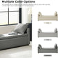 HULALA HOME Modern Storage Ottoman Bench with Throw Pillows, 59" Extra Long End of Bed Bench with Storage Pocket, Comfy Upholstered Footstool for Bedroom Entryway Living Room, Charcoal