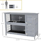 PawHut 54" 2-Story Large Rabbit Hutch Bunny Cage Wooden Pet House Small Animal Habitat with Lockable Doors, No Leak Tray and Waterproof Roof for Outdoor/Indoor Grey