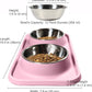 Cat Food Bowls, Cat Bowls Non-Skid and Non-Spill Silicone Pads with PP Stand, Removable Stainless Steel Food and Water Dishes for Cats, Small Size Dogs