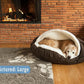 Snoozer Luxury Cozy Cave Dog Bed - Indoor Dog Bed with Cover Cave, Covered Calming Burrow for Small & Medium Sized Pets with Blanket Attached, Enclosed, Washable - Large, Hot Fudge