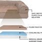 Furhaven Cooling Gel Dog Bed for Large Dogs w/ Removable Bolsters & Washable Cover, For Dogs Up to 125 lbs - Plush & Suede Sofa - Almondine, Jumbo Plus/XXL