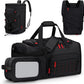 Gym Bags for Men Women, 45L Sports Travel Duffle Bag with Shoe Compartment, 3 in 1 Weekener Overnight Backpack with Wet Pocket, Black