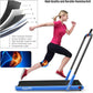 GYMAX Walking Pad, 2 in 1 Free Installation Under Desk Treadmill with Smart App, Remote Control & LED Display, 2.25HP Foldable Portable Compact Running Machine for Small Spaces Home Office