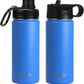 DRINCO Stainless Steel Water Bottle Spout Lid Vacuum Insulated Double Wall Water Bottle Wide Mouth (40oz 32oz 22oz 18oz 14oz) Leak Proof Keeps Cold or Hot (18 oz, 18oz Royal Blue)