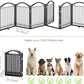 BHG Metal No-Assembly Freestanding Dog Gate with Door Walk Through, Extra Wide 144", Extra Tall 32" Pet Gate, Accordion Puppy Folding Playpen Dog Fence, with 2PCS Support (Black, 6 panesl)