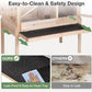 Guinea Pig Cage with Wooden Stand - Hamster Cage, Small Animal Cage Anti Chew Ramp, Hideout, Platform, Pull Out Tray (Wood, L)