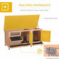 PawHut Wooden Rabbit Hutch Bunny Hutch Cage Guinea Pig with Waterproof Roof, No Leak Tray and Feeding Trough, Indoor/Outdoor, Natural