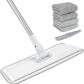 18" Professional Microfiber Mop Floor Cleaning System, Flat Mops with Stainless Steel Handle, 4 Reusable Washable Mop Pads, Wet and Dust Mopping for Hardwood, Vinyl, Laminate (White&Grey)
