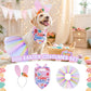 SCENEREAL Easter Dog Bandana Outfit with Cute Bunny Ears Headband and Tutu Dress, Puppy Holiday Costume Accessory, Pink Eggs Rabbit Prints Scarf Pet Birthday Party Supplies for Small Medium Dogs Cats
