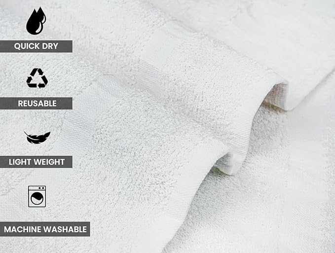 CH White Bath Towels Bulk - 22 x 44 Inches, 100% Cotton Economy Light Weight Towels for Commercial Use - Quick Dry, Ultra-Soft, and Absorbent Bulk Towels (36 Pack)
