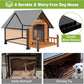 Dog House Outdoor Insulated, Sturdy & Warm Winter Puppy Shelter, 45" L Large Dog Kennel with Chew-Proof Iron Frame, Suitable for Small to Large Dogs(Brown)