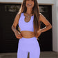 QINSEN Workout Outfits for Women 2 Piece Ribbed Seamless Crop Tank High Waist Yoga Leggings Sets